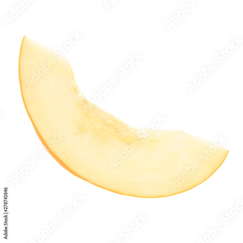 slice of yellow melon isolated on white background