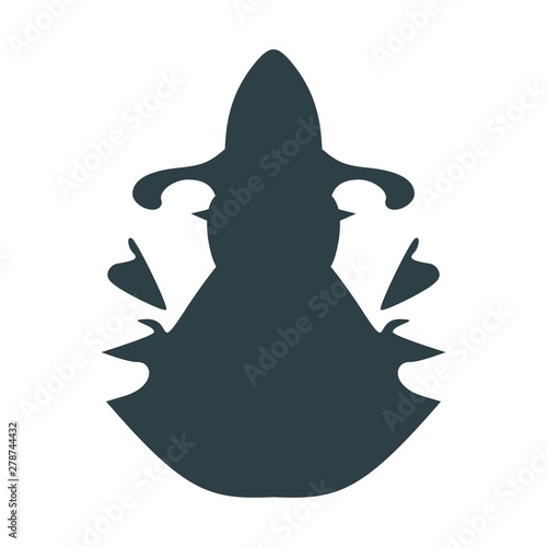 Face half turn view. Elegant silhouette of a two female heads.