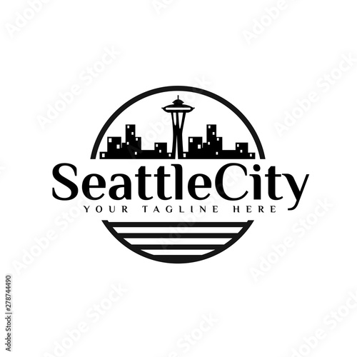 black and white seattle city logo designs