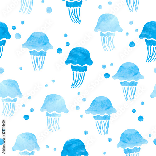 Seamless blue watercolor je...
