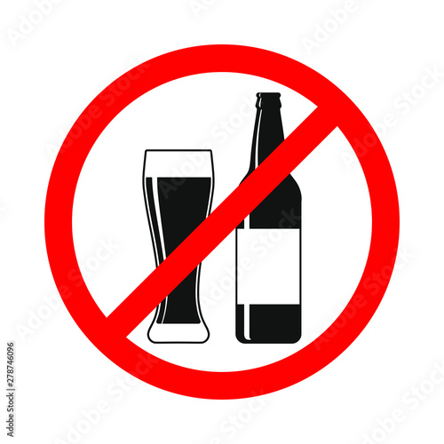 Glassware is not allowed in the swimming pool area. Warning poster no glassware. Red prohibition sign isolated on white background. Vector illustration
