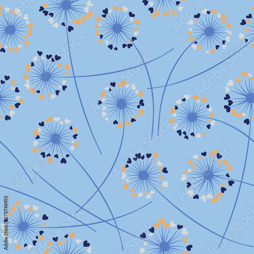 Dandelion blowing vector floral seamless pattern.
