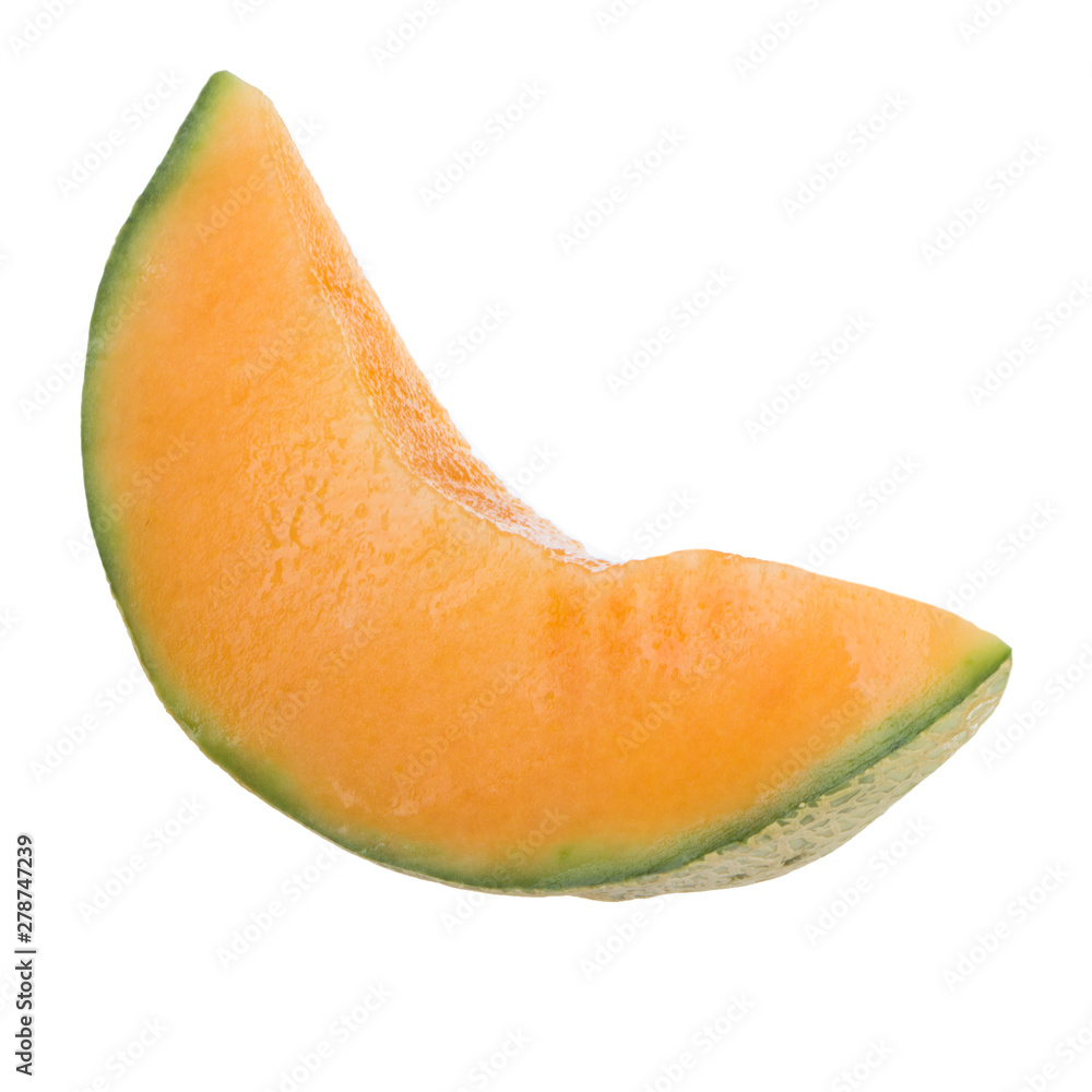 slice of cantaloupe isolated on white background slice of cantaloupe isolated on white background