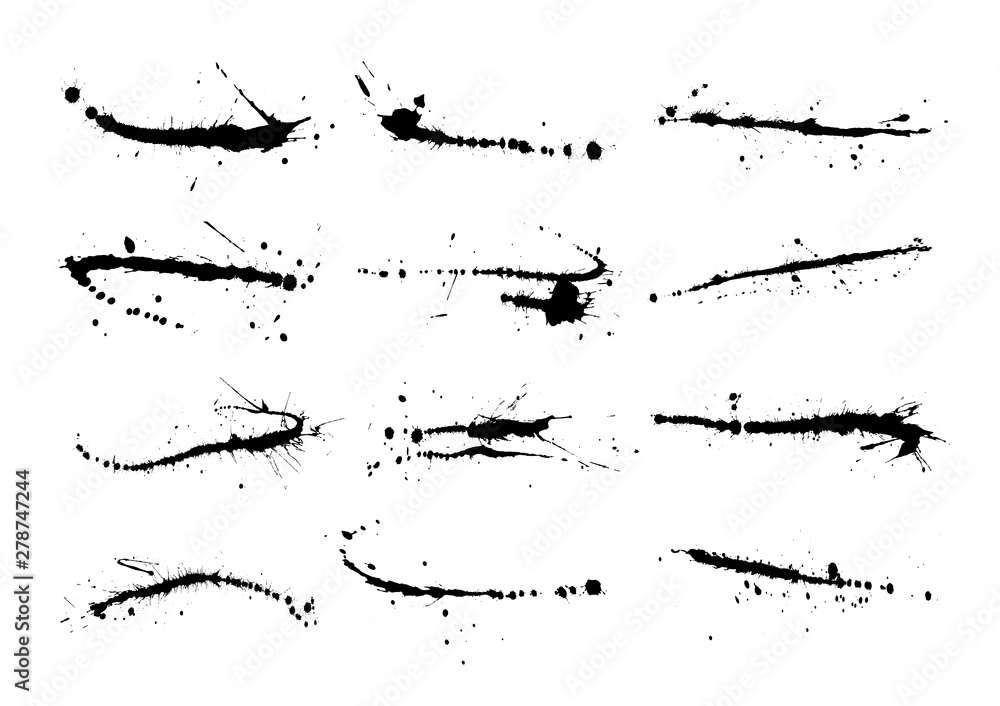 Vector ink blot grunge stripes set. Realistic black stains. Handmade design elements. Vector illustration Vector ink blot grunge stripes set. Realistic black stains. Handmade design elements. Vector illustration