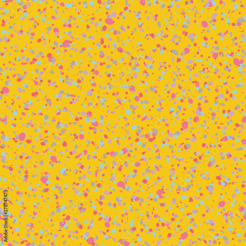 Seamless artistic creative splash blots pattern. yellow, blue and pink abstract seamless ink stains untidy background. Vector illustration