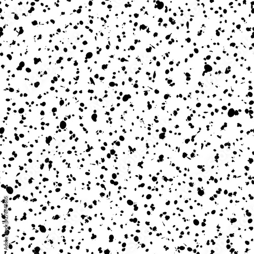 Seamless artistic creative splash blots pattern. Black and white abstract seamless ink stains untidy background. Vector illustration