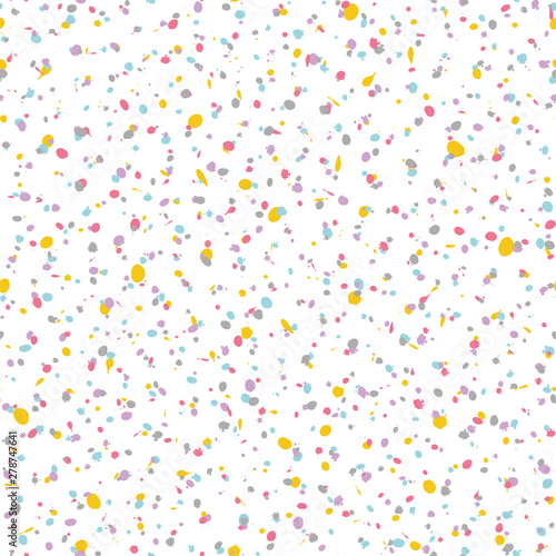 Seamless artistic creative splash blots pattern. yellow and pink abstract seamless ink stains on white background. Vector illustration © kokoshka
