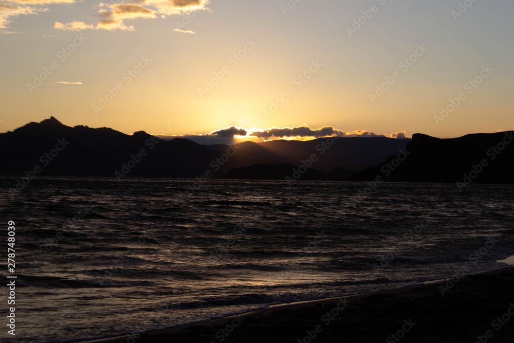 Stunning seashore in Crimea at sunset
