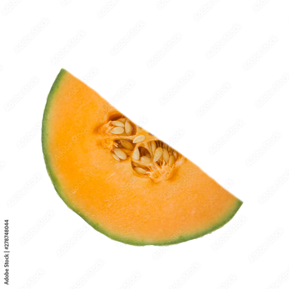 slice of cantaloupe isolated on white background slice of cantaloupe isolated on white background