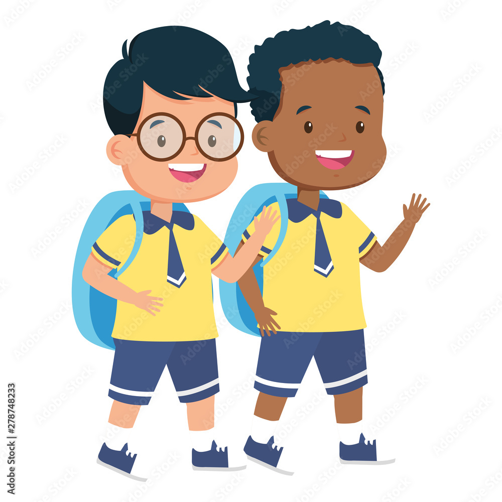 students boys with backpack back to school students boys with backpack back to school
