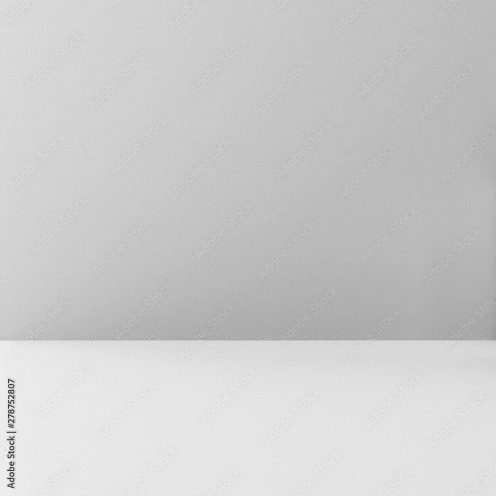 Light background. Grey wall with concrete plastering and white floor. 3d illusration. Light background. Grey wall with concrete plastering and white floor. 3d illusration.
