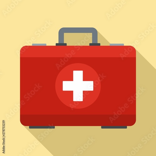 First aid kit icon. Flat illustration of first aid kit vector icon for web design