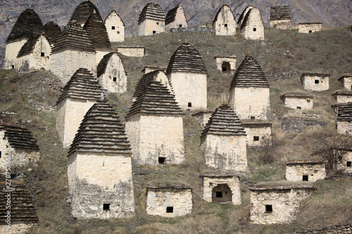 Dargavs, North Ossetia, Russia. The city of the dead is an ancient necropolis. photo