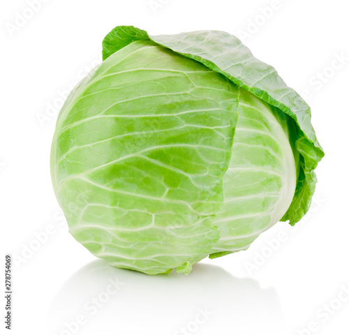 Slika na platnu Fresh green cabbage isolated on a white background