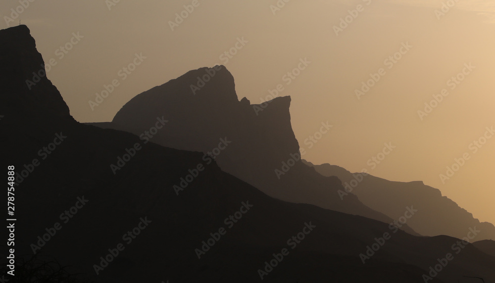 Sunset in the mountains of Oman, jabal shams