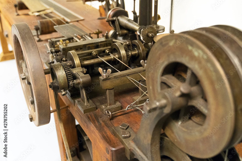 Old reed binding machine for weaving.