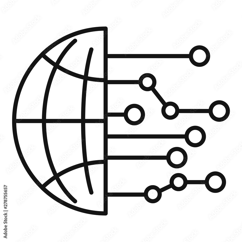 Global artificial intelligence icon. Outline global artificial intelligence vector icon for web design isolated on white background Global artificial intelligence icon. Outline global artificial intelligence vector icon for web design isolated on white background