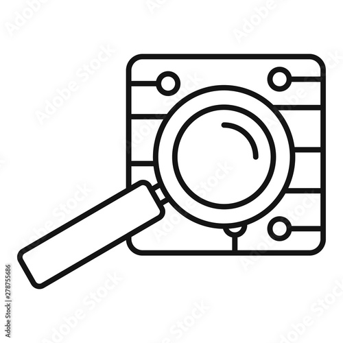 Magnify glass ai icon. Outline magnify glass ai vector icon for web design isolated on white background