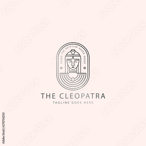 icon logo of cleopatra queen with line art concept