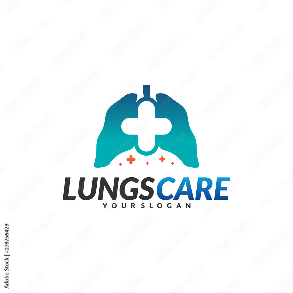 Lungs Health Care Logo Design Concept Vector. Lungs with Health icon logo template Lungs Health Care Logo Design Concept Vector. Lungs with Health icon logo template
