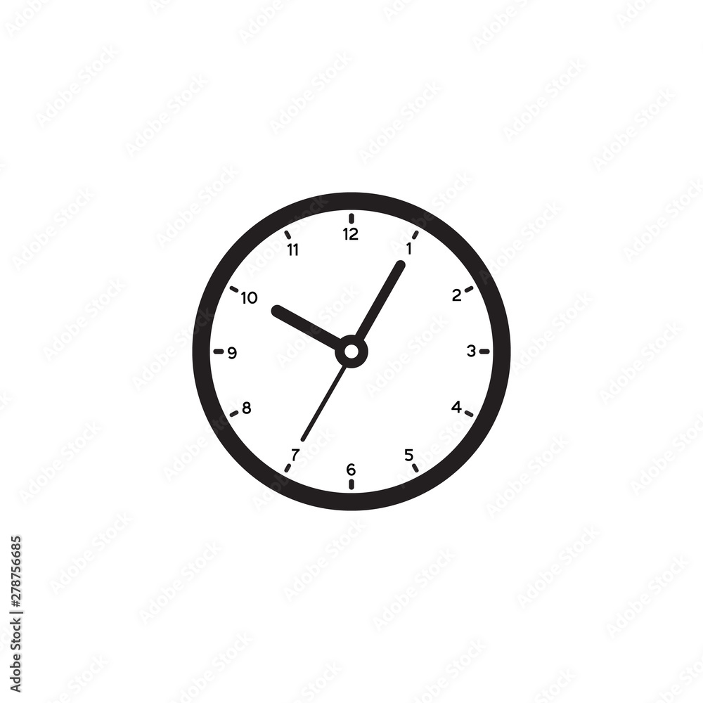 Clock sign icon in flat style. Time management vector illustration on white isolated background. Timer business concept Clock sign icon in flat style. Time management vector illustration on white isolated background. Timer business concept