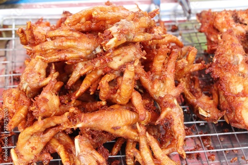 Fried chicken feet delicious in street food