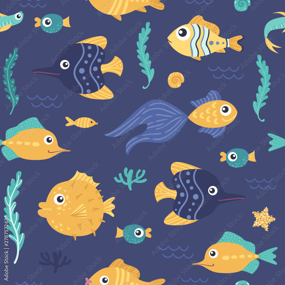 Seamless pattern with fish. Vector illustration for your design Seamless pattern with fish. Vector illustration for your design