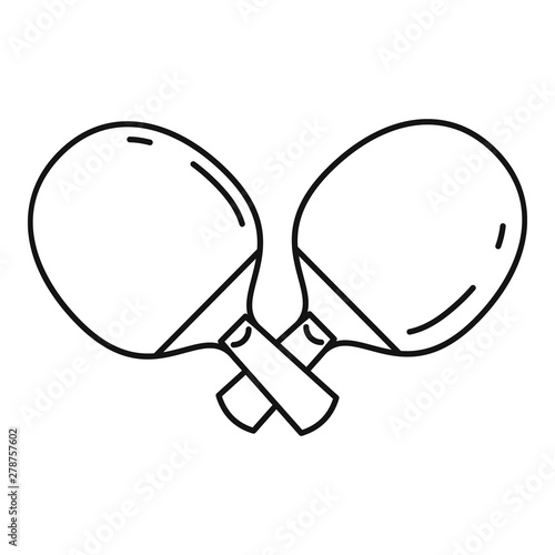 Crossed ping pong paddle icon. Outline crossed ping pong paddle vector icon for web design isolated on white background