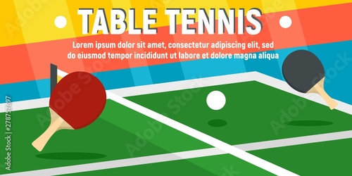 Table tennis concept banner. Flat illustration of table tennis vector concept banner for web design