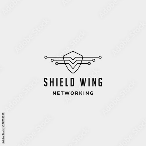 shield wings technology logo design vector internet defender symbol sign icon
