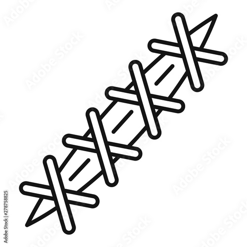 Cross suture icon. Outline cross suture vector icon for web design isolated on white background