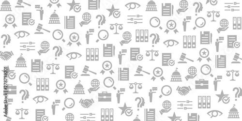 Vector set of design templates and elements for Compliance And Regulations in trendy linear style - Seamless patterns with linear icons related to Compliance And Regulations