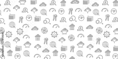 Vector set of design templates and elements for Big Data tics in trendy linear style - Seamless patterns with linear icons related to Big Data