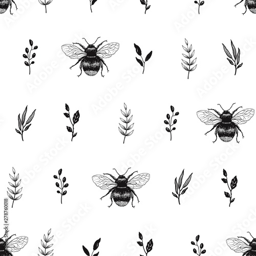 recznie-rysowany-w-stylu-minimalistycznym-wzor-z-lisci-i-pszczol