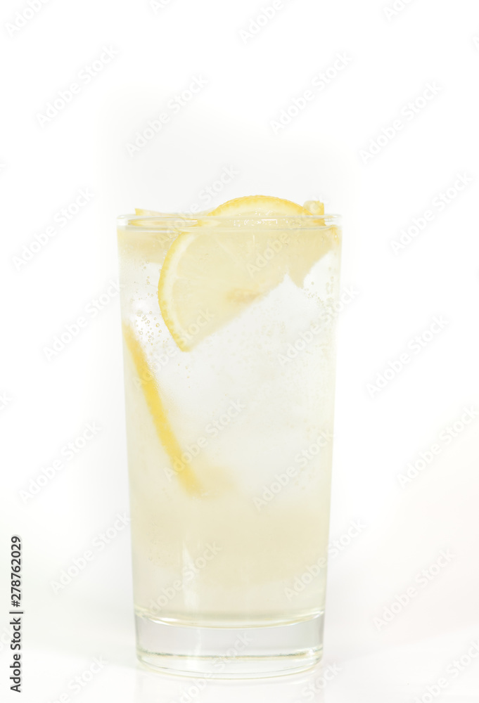 Tasty Gin Fizz cocktail on a white background Tasty Gin Fizz cocktail on a white background