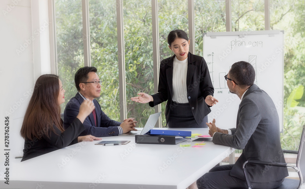 Business concept; Corporate business team and manager discuss and share idea in a meeting. Business concept; Corporate business team and manager discuss and share idea in a meeting.