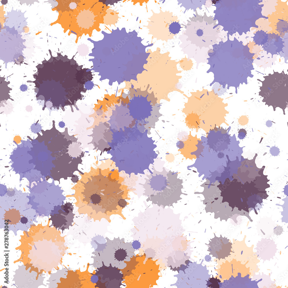 Watercolor transparent stains vector seamless grunge background. 