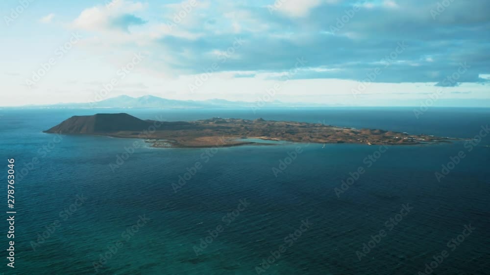 Aerial panorama of Lobos island near Fuerteventura in Atlantic ocean. Aerial panorama of Lobos island near Fuerteventura in Atlantic ocean.
