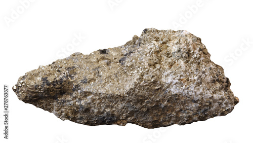 Billede på lærred Raw Pyrite mineral with impurity on white background