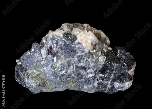 Natural mineral galena on black background