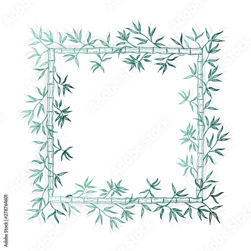 Bamboo branch frame. Vector illustration.