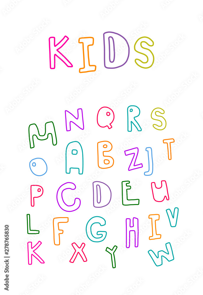 Kids hand drawn vector font decorative playful letters alphabet