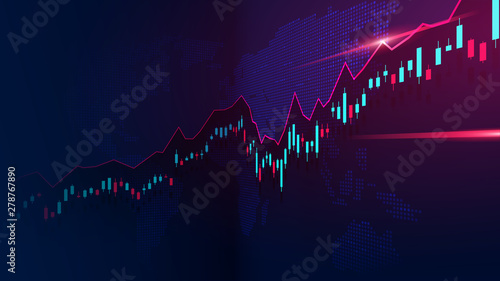 Stock market or forex trading graph