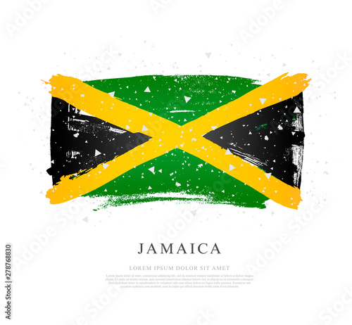 Flag of Jamaica. Brush strokes drawn by hand. Independence Day.