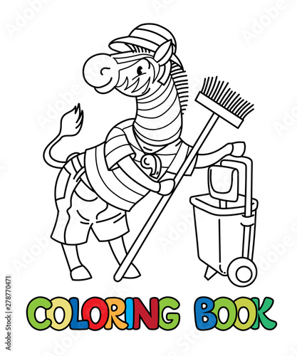 Zebra zoo keeper coloring book. Animal Alphabet Z