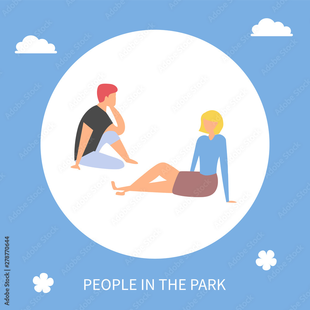 Fototapeta premium Friends spending time together, cartoon people sitting on carpet and talking, happy weekend with friend. Vector two women discussing something on rug, isolated ladies flat stye
