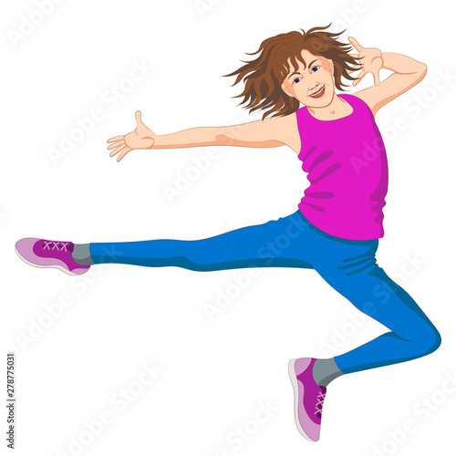 A little girl jumping in modern dance