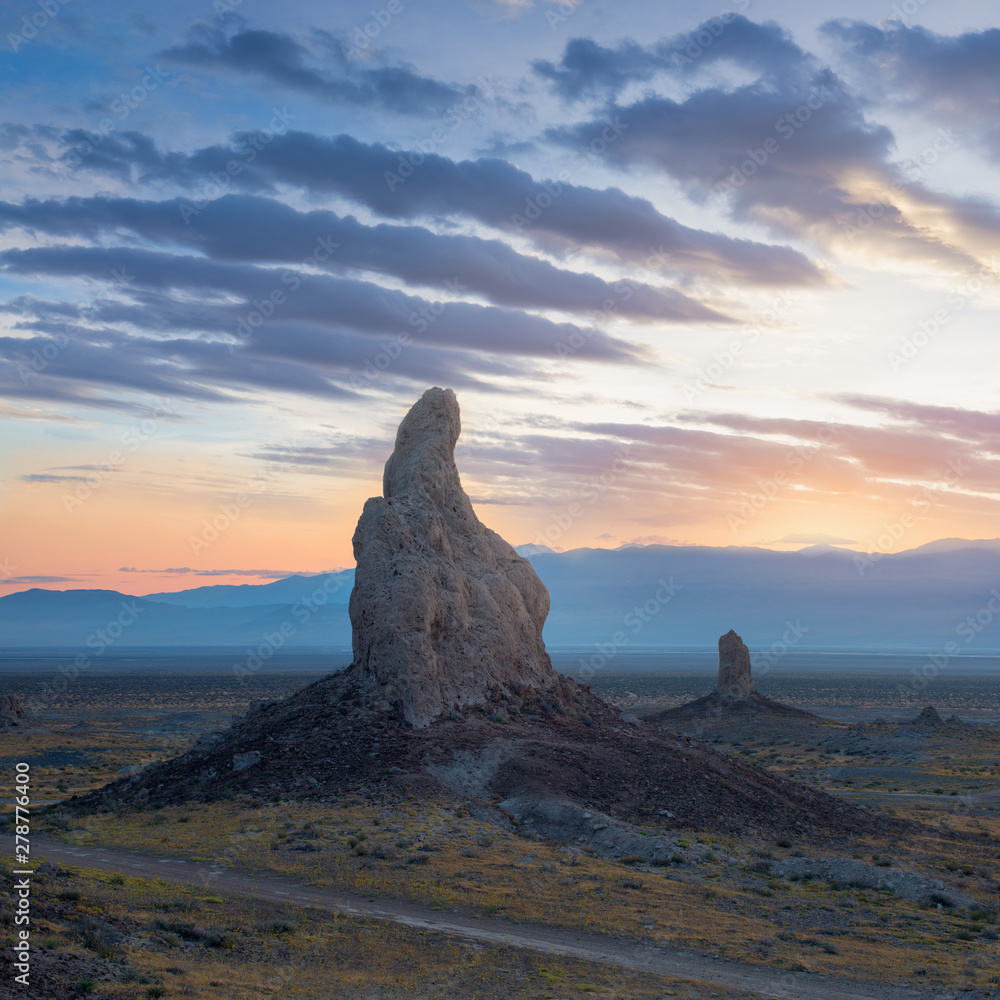 Trona Pinnacles are nearly 500 tufa spires hidden in California Desert National Conservation Area, not far from the Death Valley National Park, California, USA.
