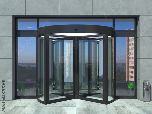 Photography Automatic black rotating doors office