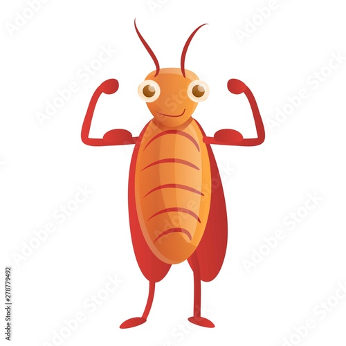 Bodybuilder cockroach icon. Cartoon of bodybuilder cockroach vector icon for web design isolated on white background